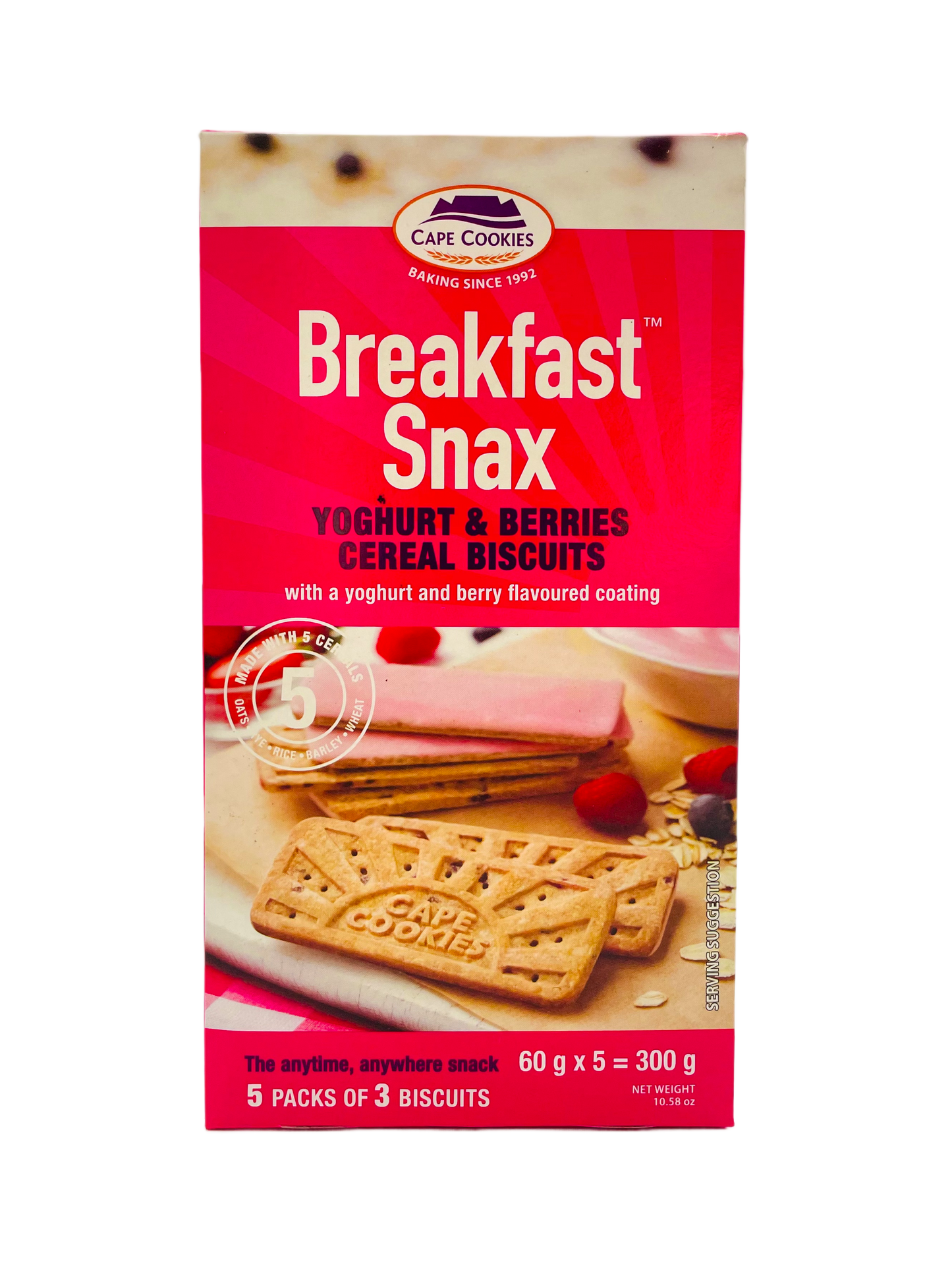 Cape Cookies Breakfast Snax Yoghurt & Berries Cereal Bars 300g
