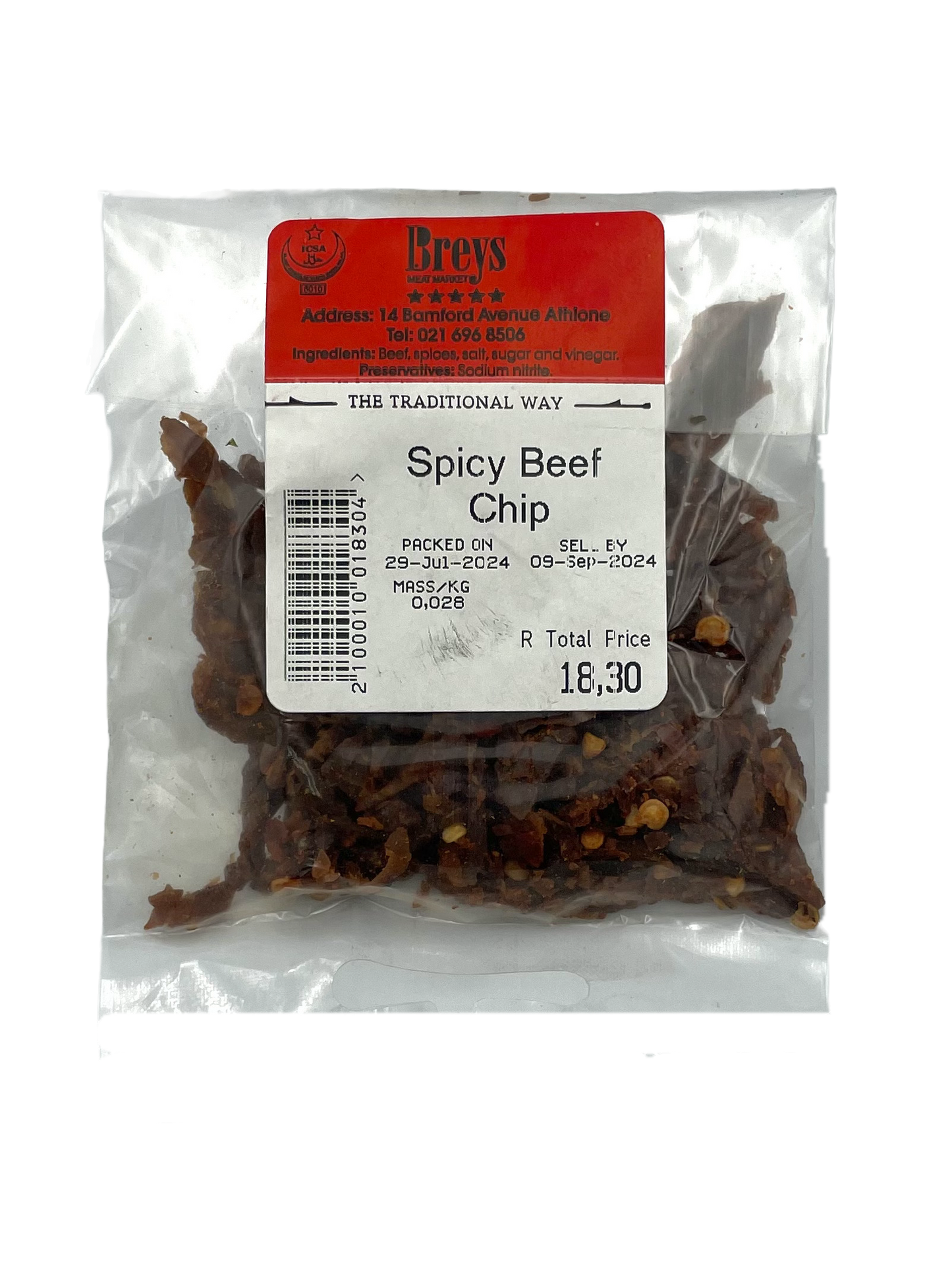 Brey Spicy Beef Chip Biltong 28g