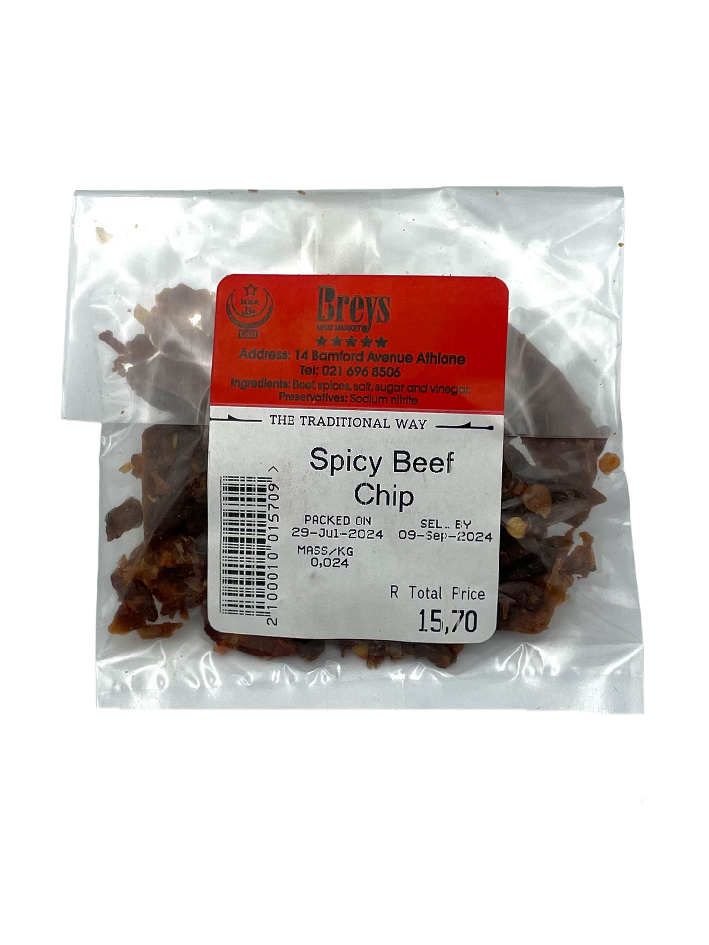 Brey Spicy Beef Chip Biltong 24g