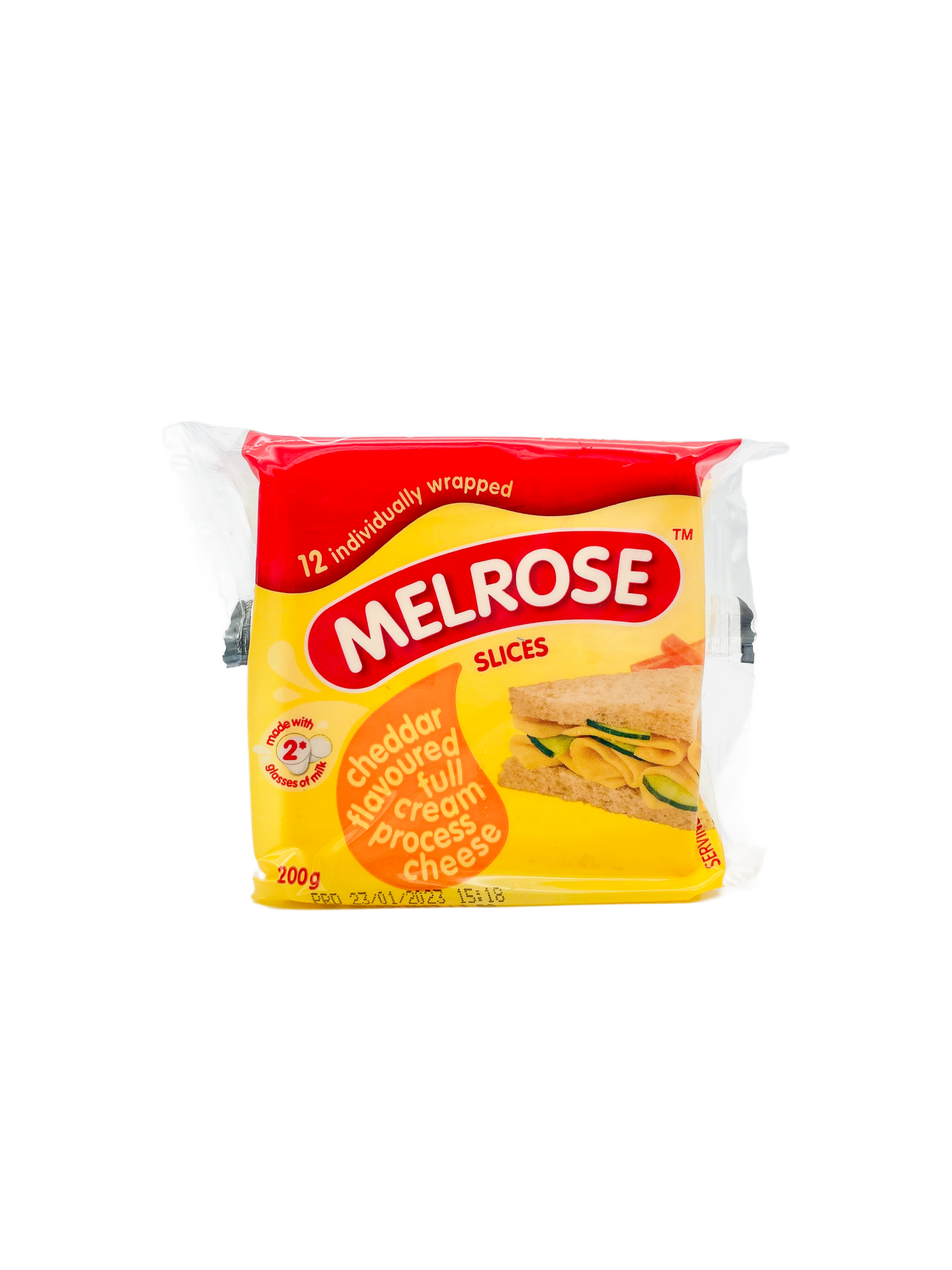 Melrose Cheddar Process Cheese Slices 200g