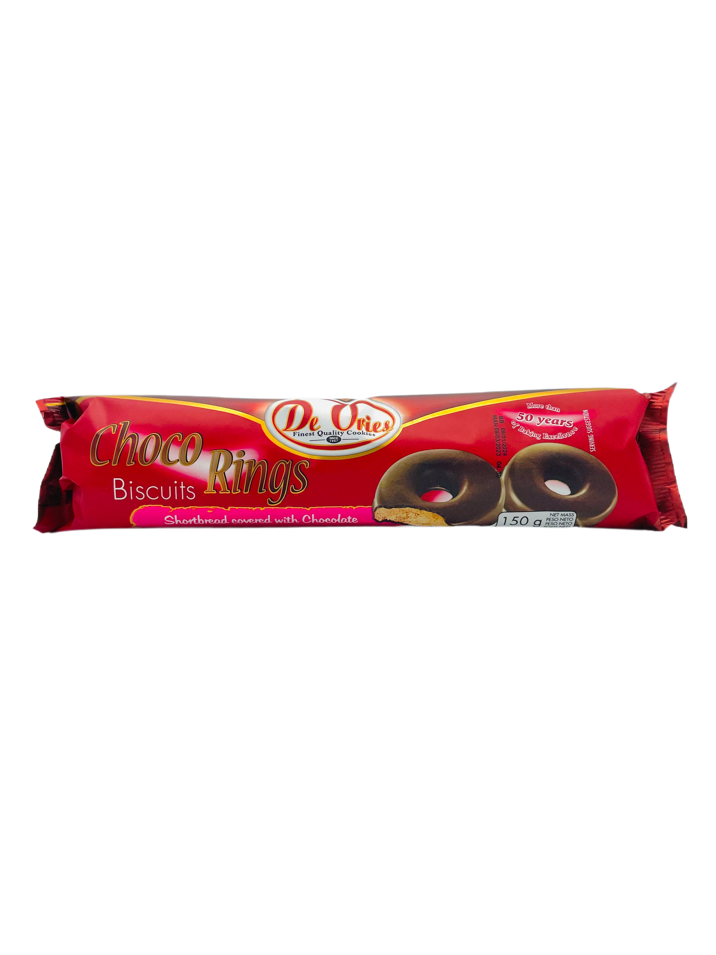 De Vries Choco Rings Chocolate Covered Biscuits 150g